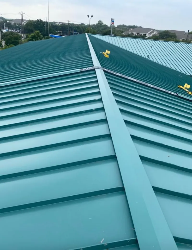 Green commercial metal roof ridge and valley for Metal Roof Repair in Wethersfield
